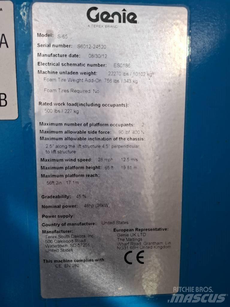 Genie S 65 Ανυψωτήρες με τηλεσκοπικό βραχίονα
