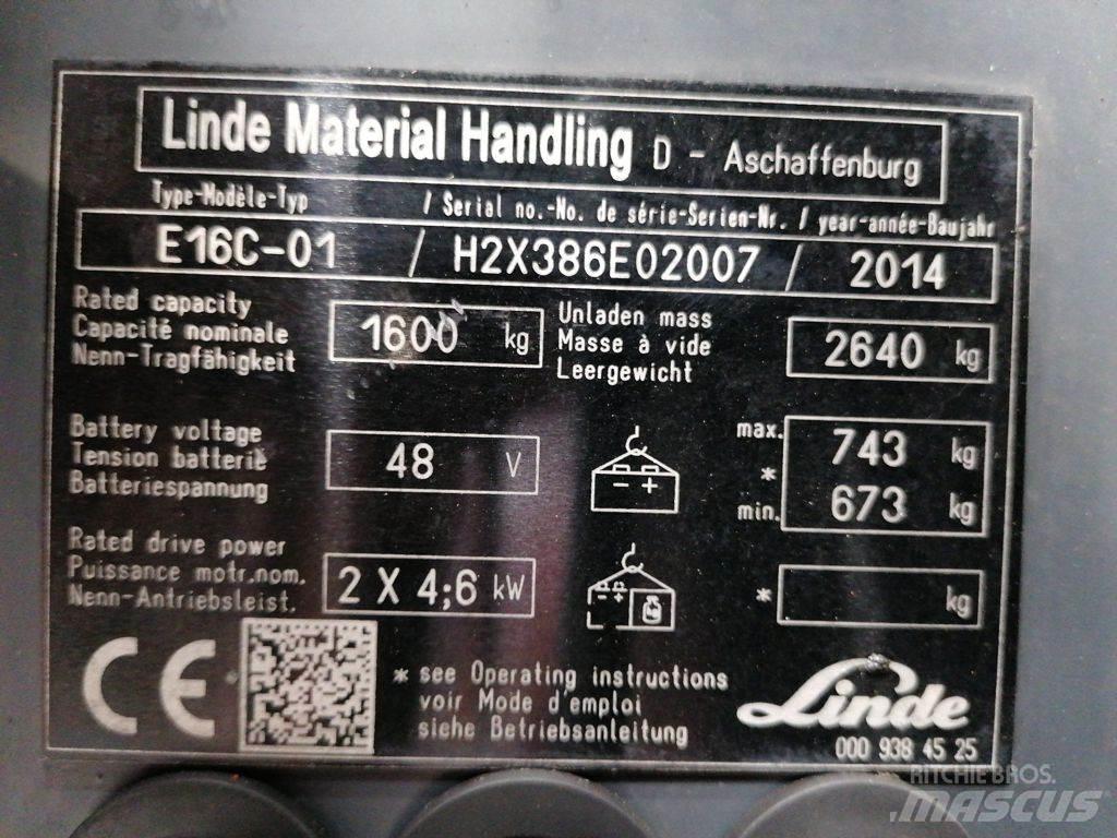 Linde E16C-01 Ηλεκτρικά περονοφόρα ανυψωτικά κλαρκ