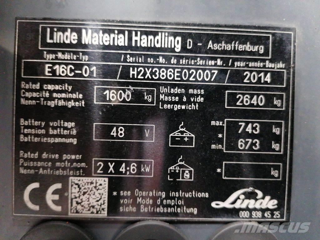 Linde E16C-01 Ηλεκτρικά περονοφόρα ανυψωτικά κλαρκ