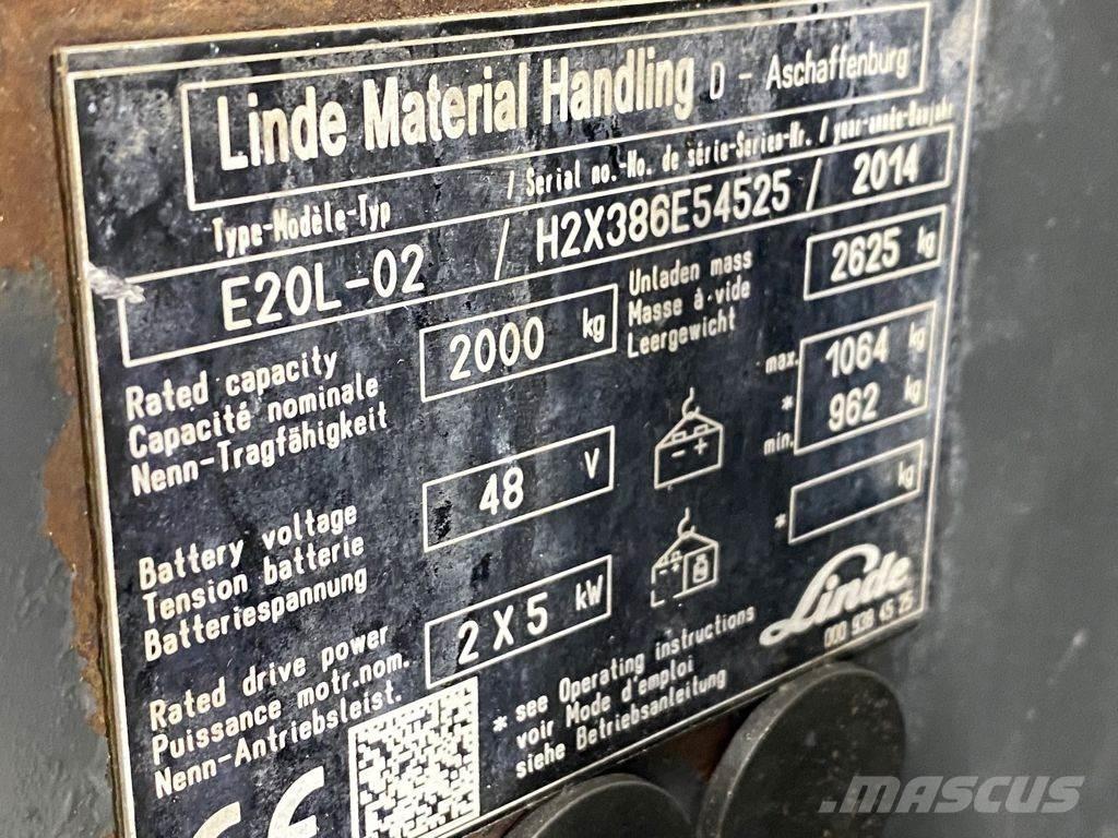Linde E20L-02 Ηλεκτρικά περονοφόρα ανυψωτικά κλαρκ