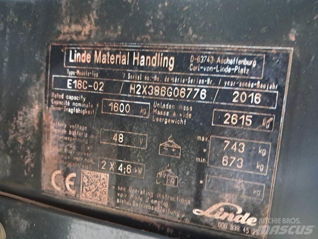 Linde E16C-02 Ηλεκτρικά περονοφόρα ανυψωτικά κλαρκ