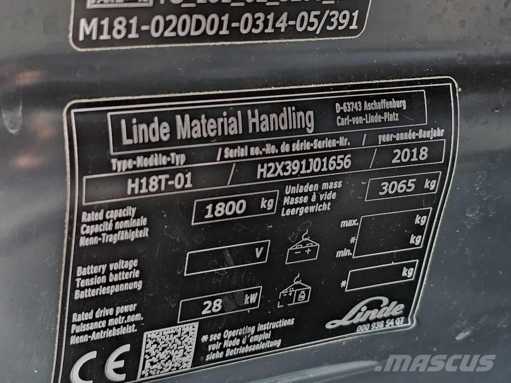 Linde H18T-01 Περονοφόρα ανυψωτικά κλαρκ με φυσικό αέριο LPG