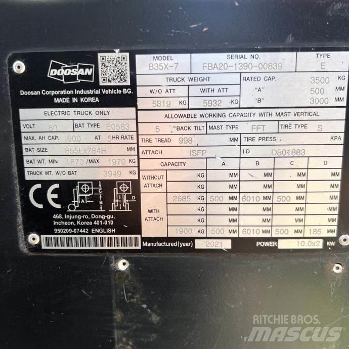 Doosan B35X-7 Περονοφόρα ανυψωτικά κλαρκ - άλλα