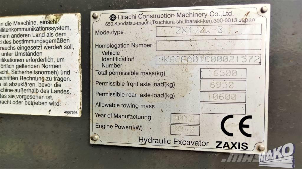 Hitachi ZX 140 W-3 Εκσκαφείς με τροχούς - λάστιχα
