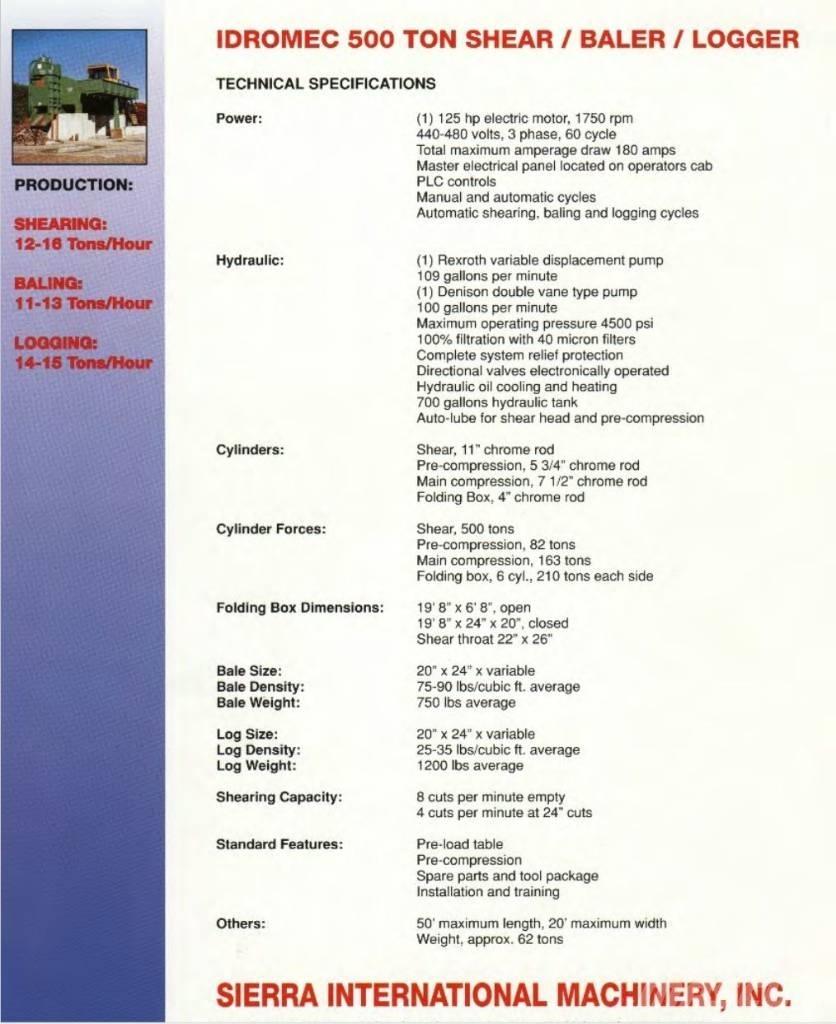  Sierra T500 Βιομηχανικοί δεματοποιητές
