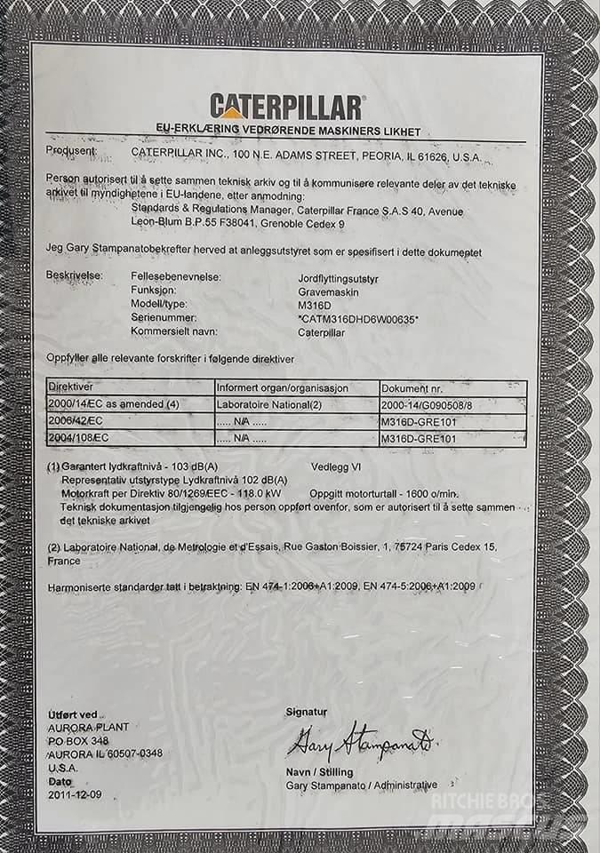 CAT M 316 D Εκσκαφείς με τροχούς - λάστιχα