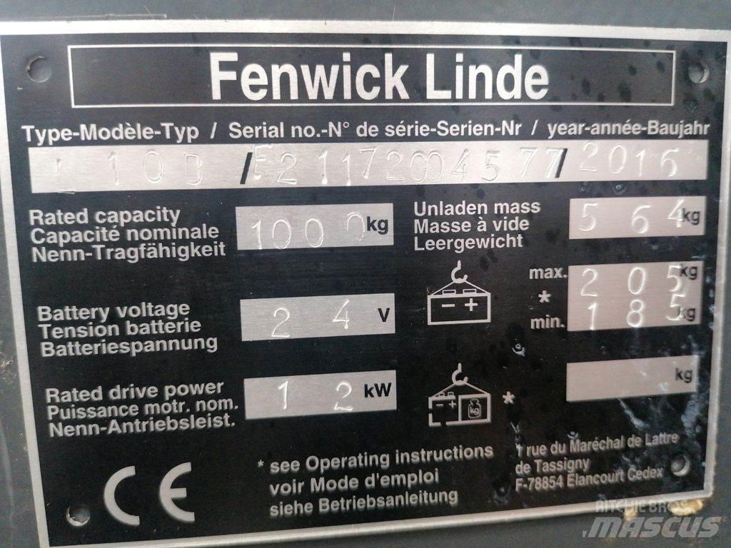 Linde L10B Παλετοφόρα πεζού χειριστή με ιστό