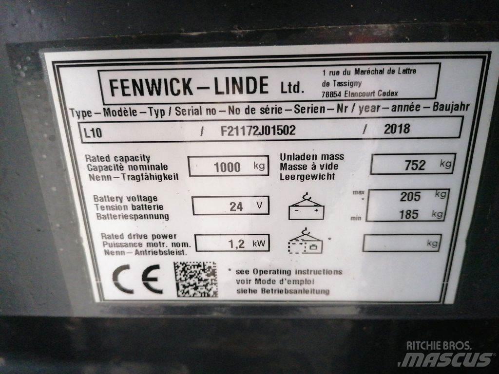 Linde L10 Παλετοφόρα πεζού χειριστή με ιστό
