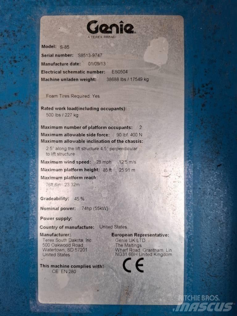 Genie S-85 Ανυψωτήρες με τηλεσκοπικό βραχίονα