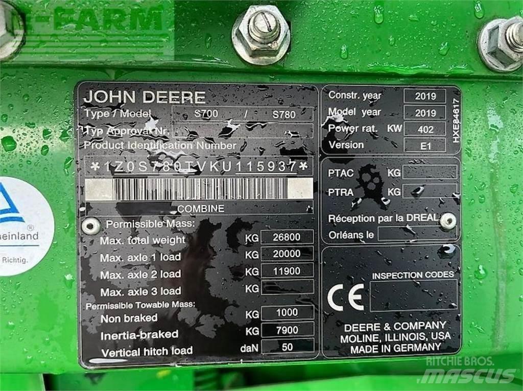 John Deere s 780i Θεριζοαλωνιστικές μηχανές