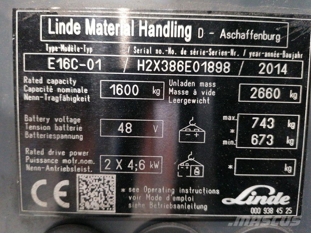 Linde E16C-01 Ηλεκτρικά περονοφόρα ανυψωτικά κλαρκ