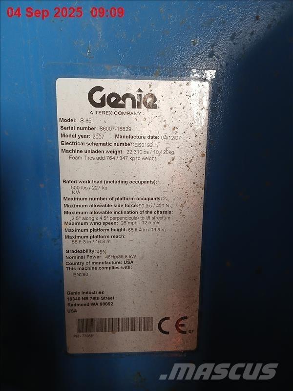 Genie S 65 Ανυψωτήρες με τηλεσκοπικό βραχίονα