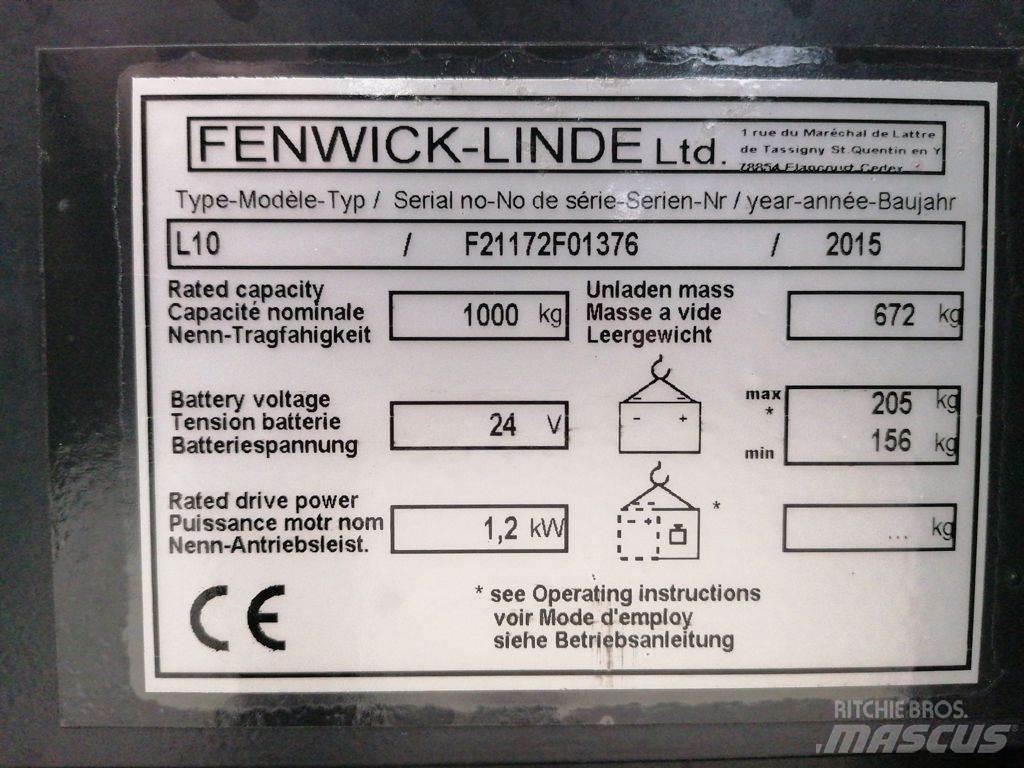 Linde L10 Παλετοφόρα πεζού χειριστή με ιστό
