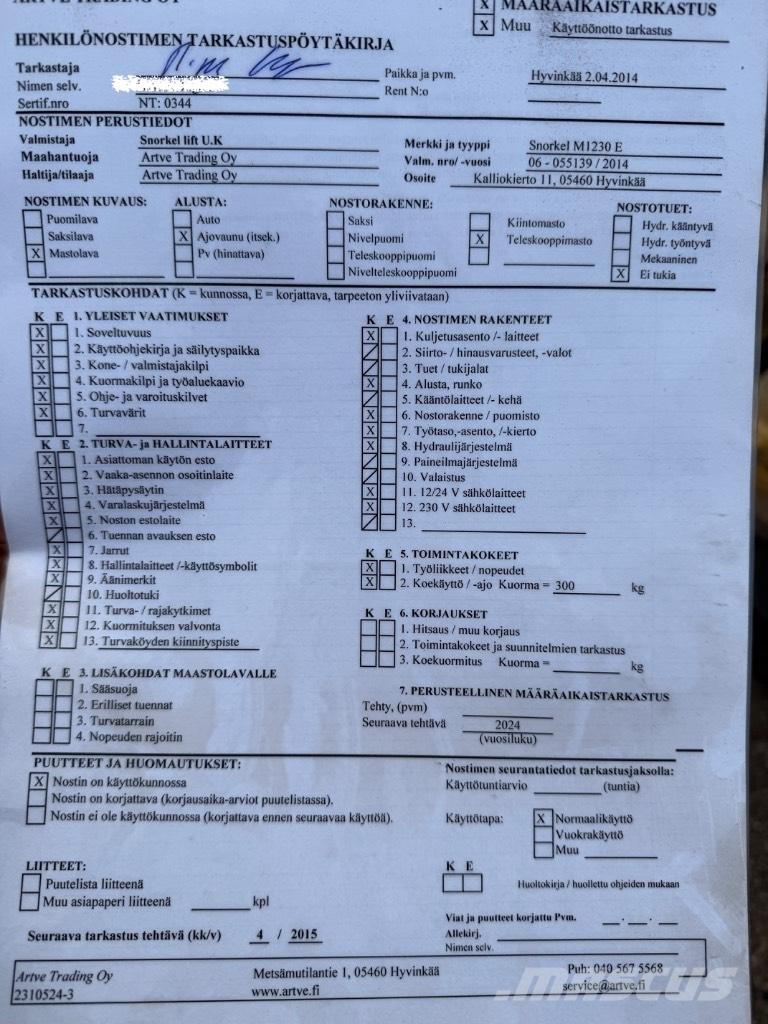 Snorkel M 1230 E Ανυψωτήρες ψαλιδωτής άρθρωσης