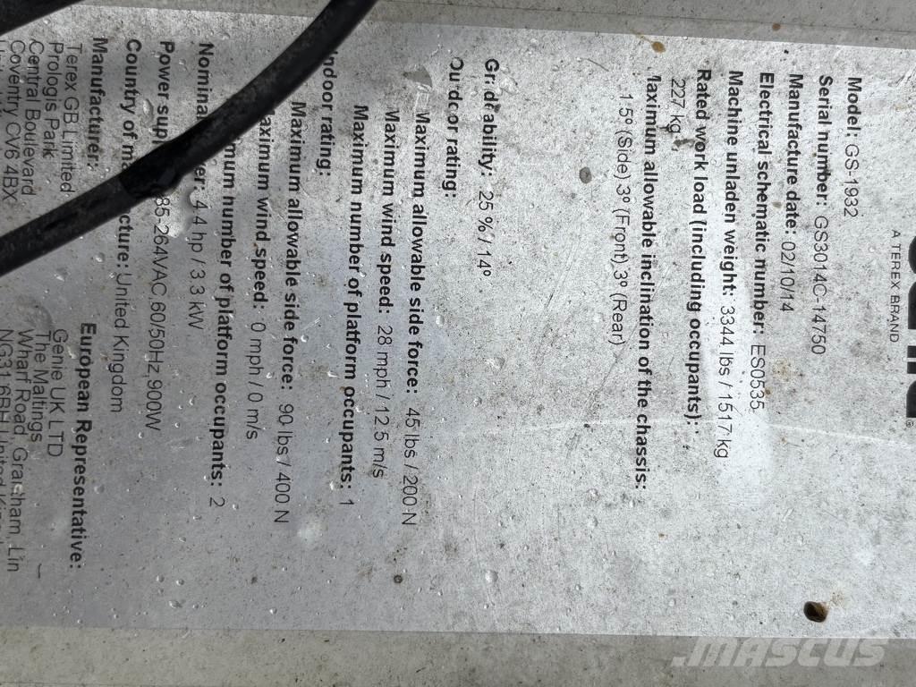 Genie 1932 Ανυψωτήρες ψαλιδωτής άρθρωσης