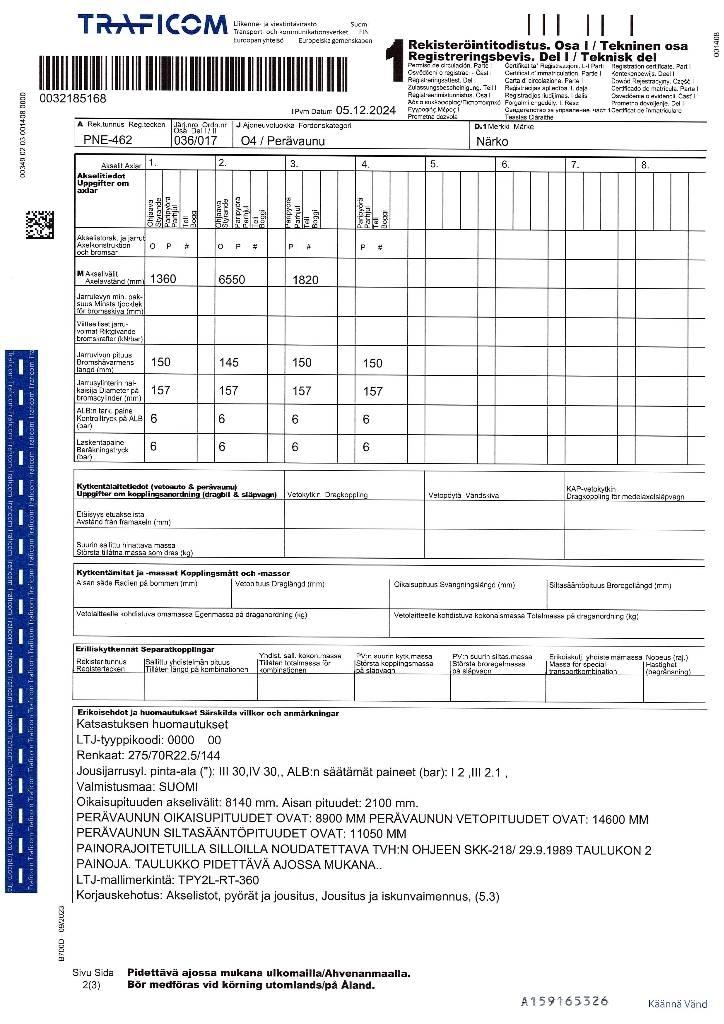 Närko TPY2L-RT-360 Αφαιρετές ρυμούλκες