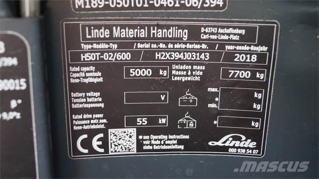 Linde H50T/600 Περονοφόρα ανυψωτικά κλαρκ με φυσικό αέριο LPG