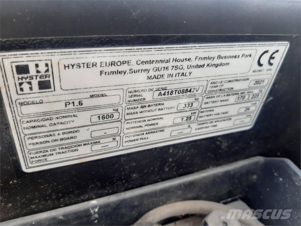 Hyster P1.6 Χειρισμός Υλικών - Άλλα
