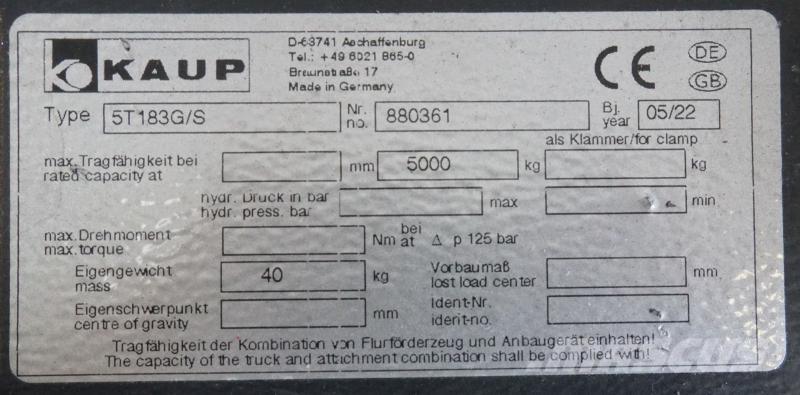 Kaup 5T183G/S Λοιπά προσαρτούμενα εξαρτήματα και κατασκευαστικά στοιχεία