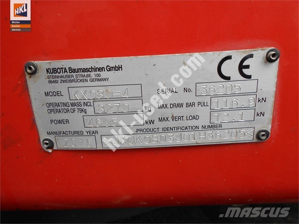 Kubota KX 080-4 Εκσκαφάκι (διαβολάκι) < 7t