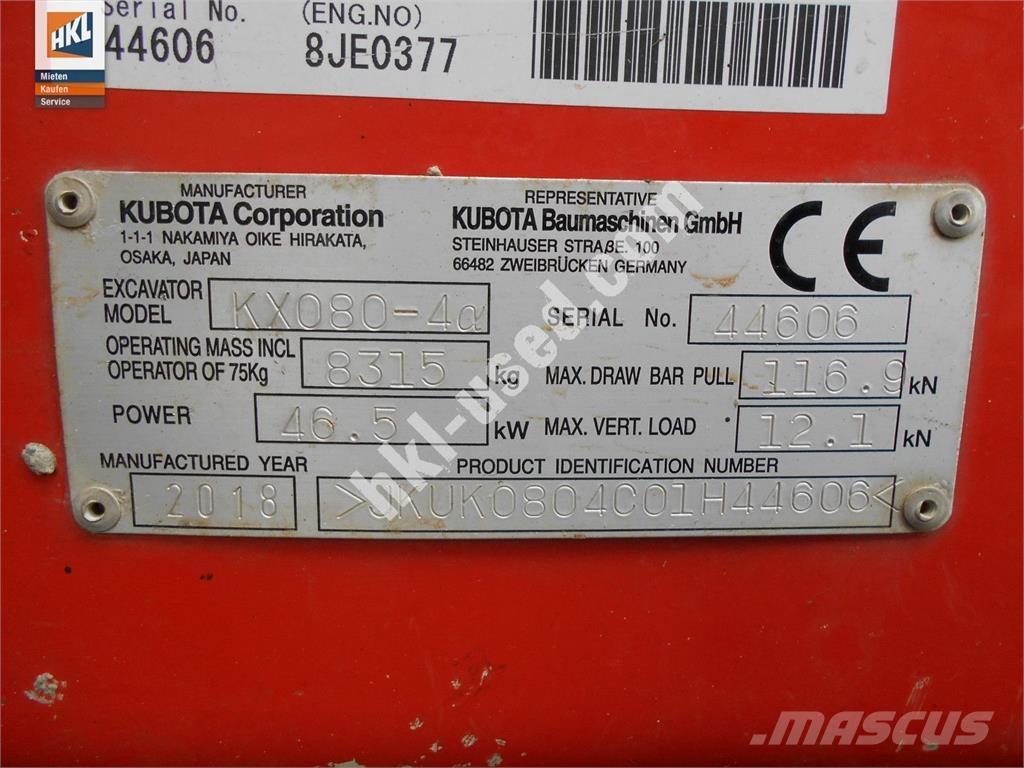 Kubota KX 080-4 Εκσκαφάκι (διαβολάκι) < 7t