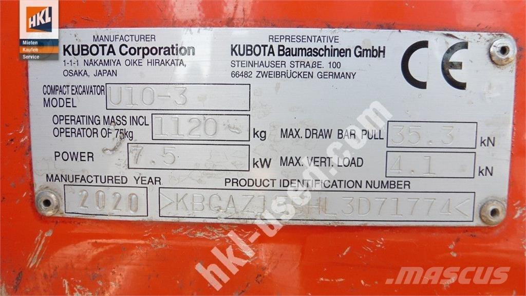 Kubota U 10-3 Εκσκαφάκι (διαβολάκι) < 7t