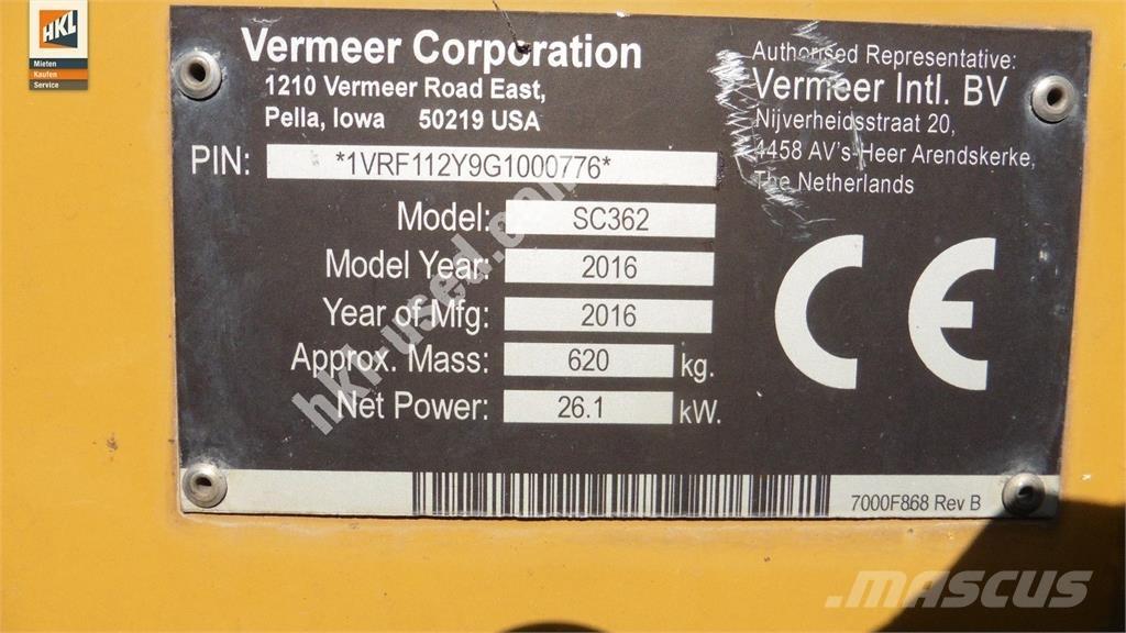 Vermeer SC 362 Κατασκευές - Άλλα