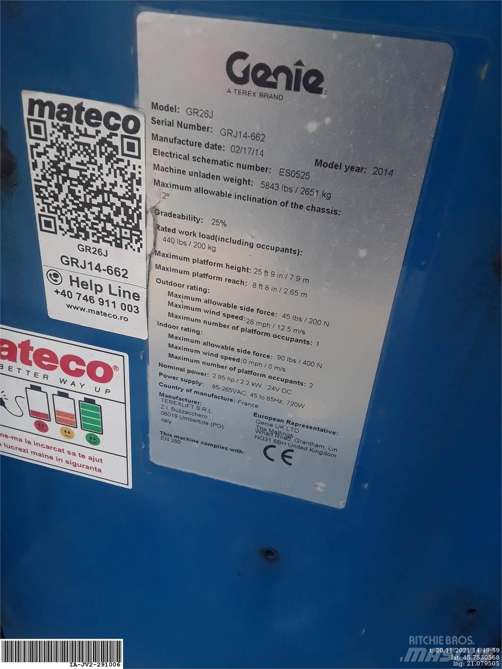 Genie GR26J Ανυψωτήρες με κατακόρυφους πυλώνες