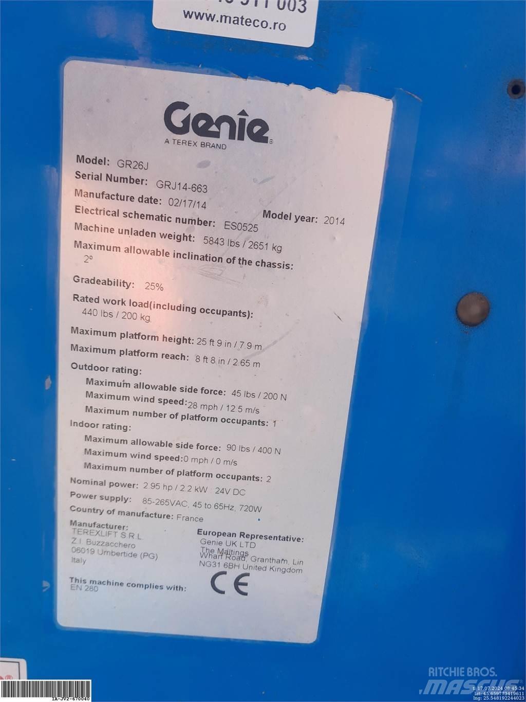 Genie GR26J Ανυψωτήρες με κατακόρυφους πυλώνες
