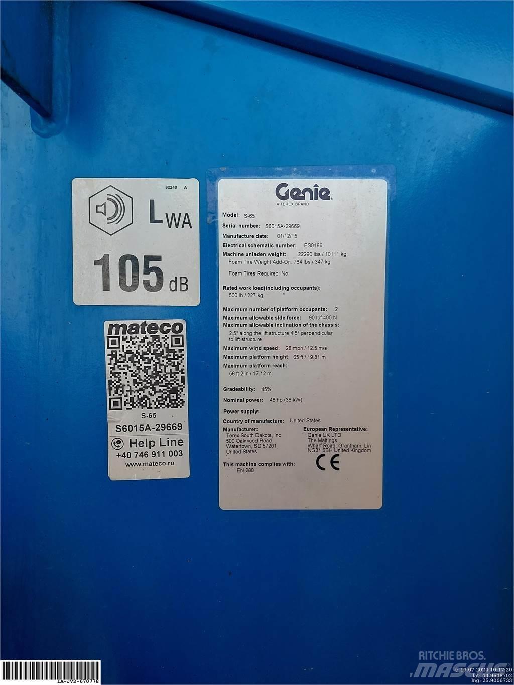 Genie S-65 Ανυψωτήρες με τηλεσκοπικό βραχίονα