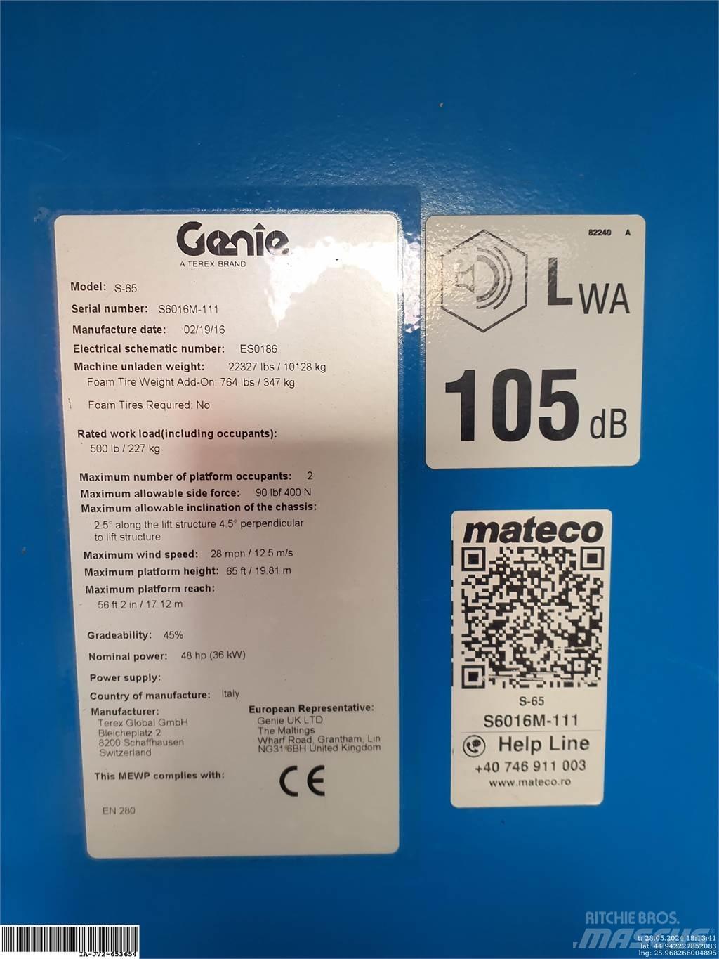 Genie S-65 Ανυψωτήρες με αρθρωτό βραχίονα
