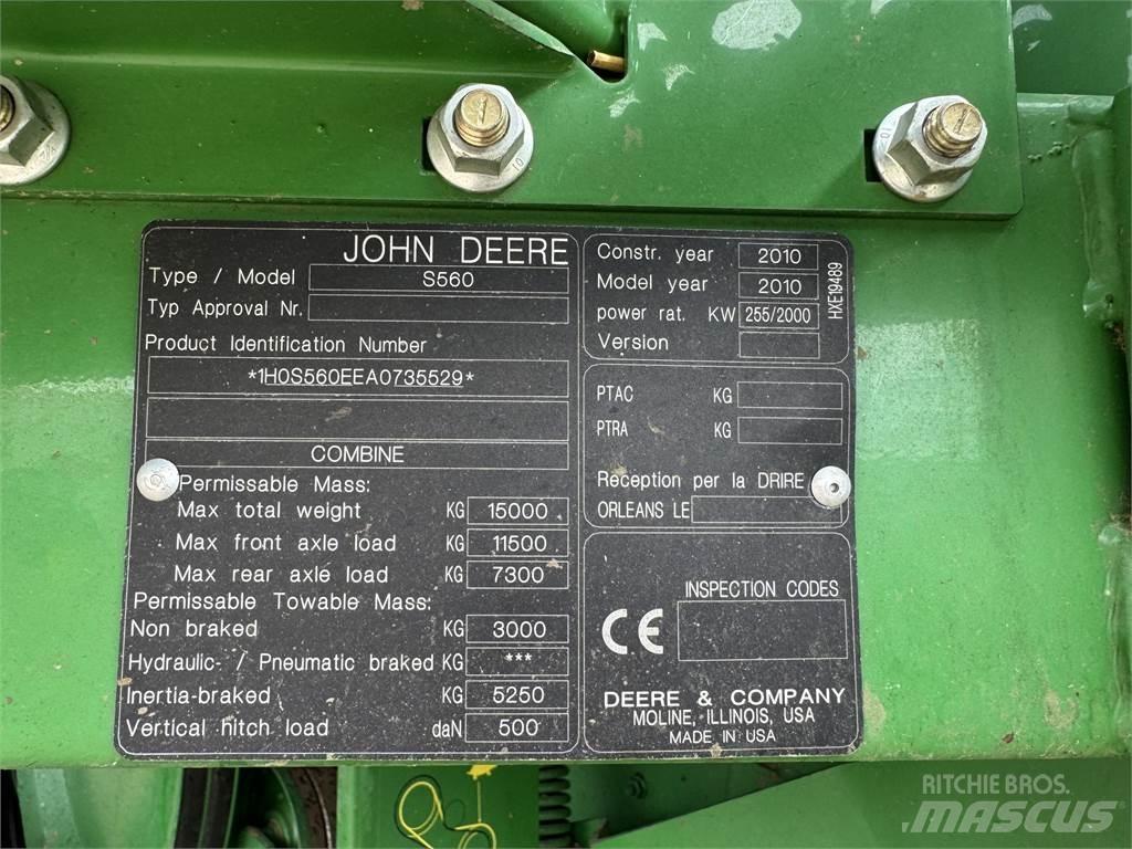 John Deere S560 Θεριζοαλωνιστικές μηχανές