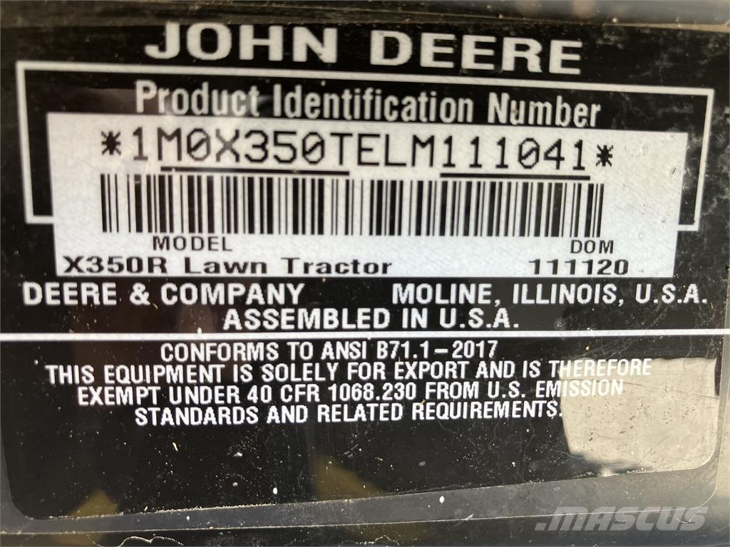 John Deere X 350R Άλλα μηχανήματα φροντίδας εδάφους