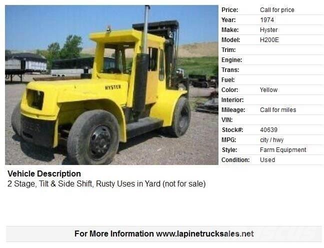 Hyster H200E Περονοφόρα ανυψωτικά κλαρκ - άλλα