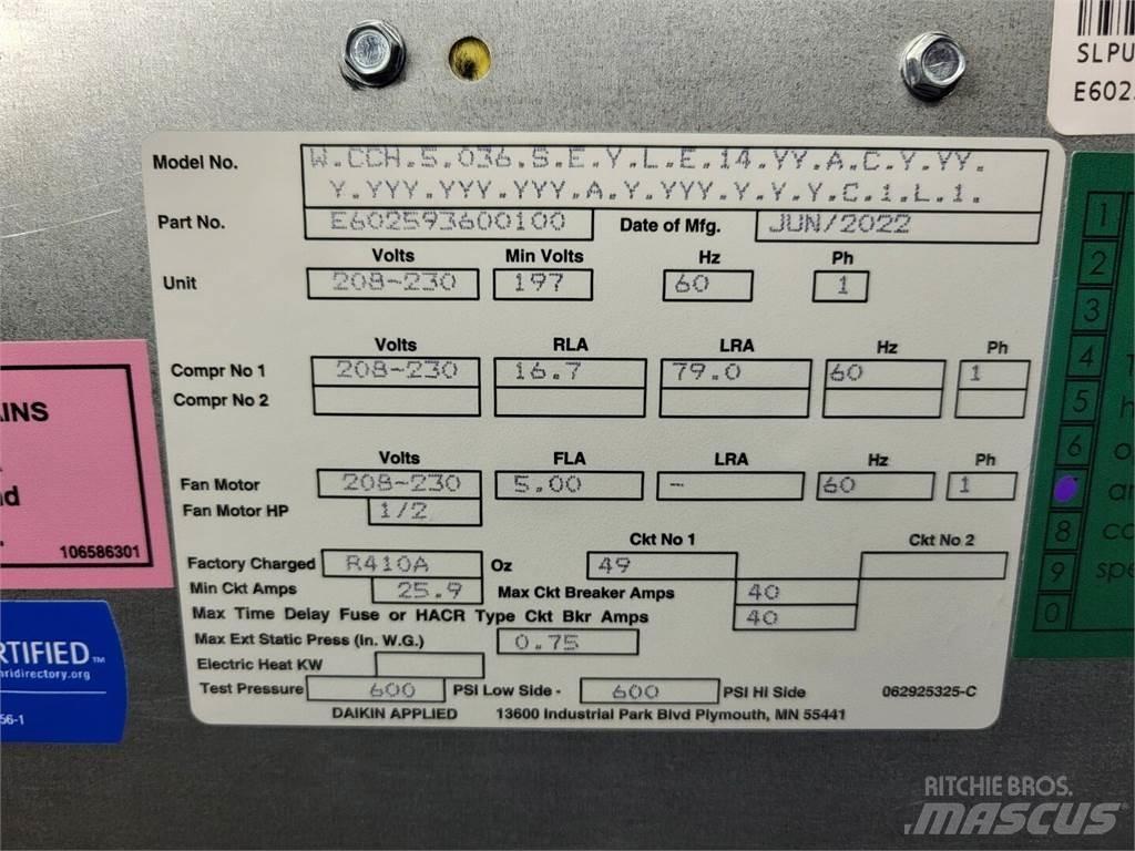  DAIKIN Enfinity 036 Εξοπλισμός θέρμανσης και ξεπαγώματος