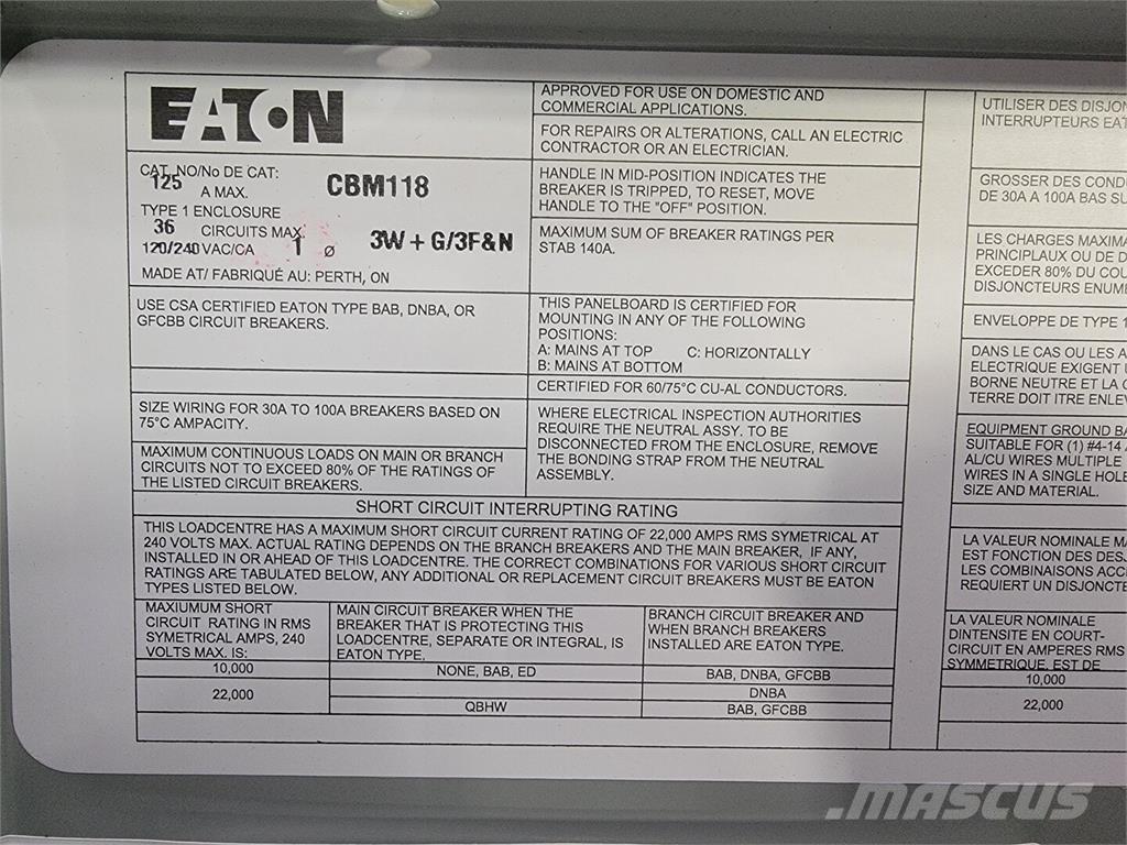 Eaton CBM118 Κατασκευές - Άλλα