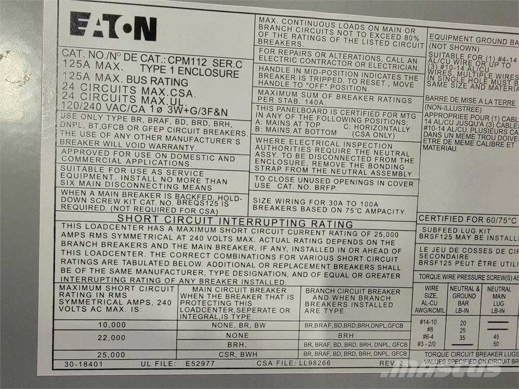Eaton PM112 Κατασκευές - Άλλα