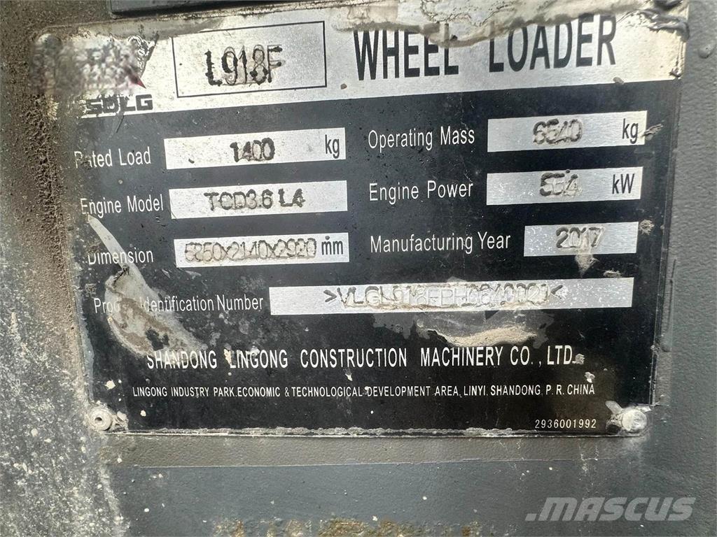 SDLG L918F Φορτωτές με λάστιχα (Τροχοφόροι)