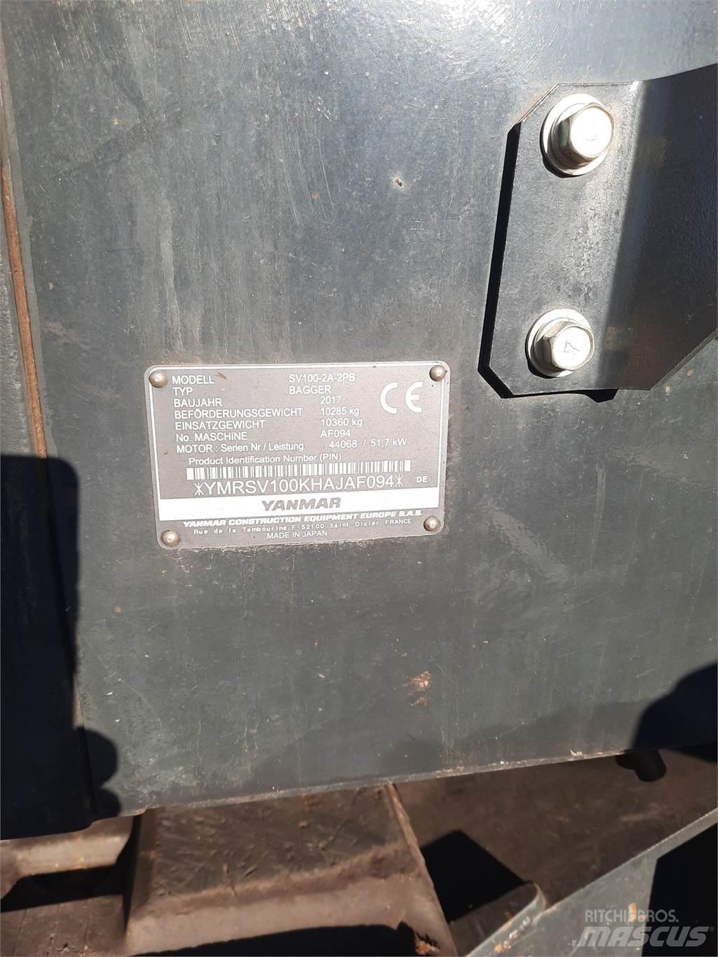 Yanmar SV 100-2PB Εκσκαφείς με ερπύστριες