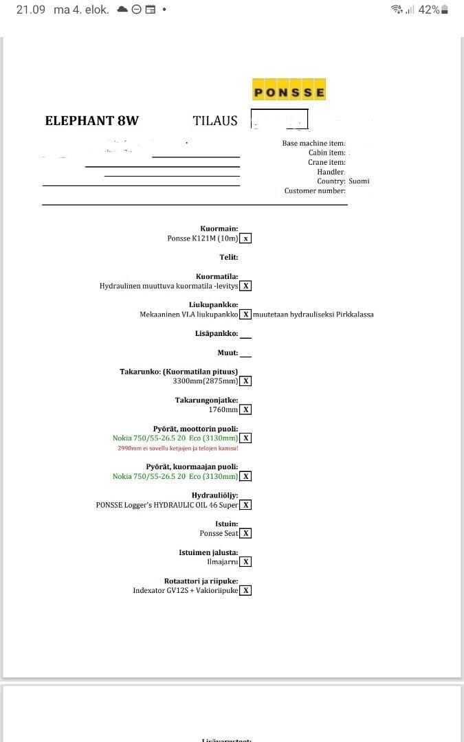 Ponsse Elephant Μεταφορείς ξυλείας