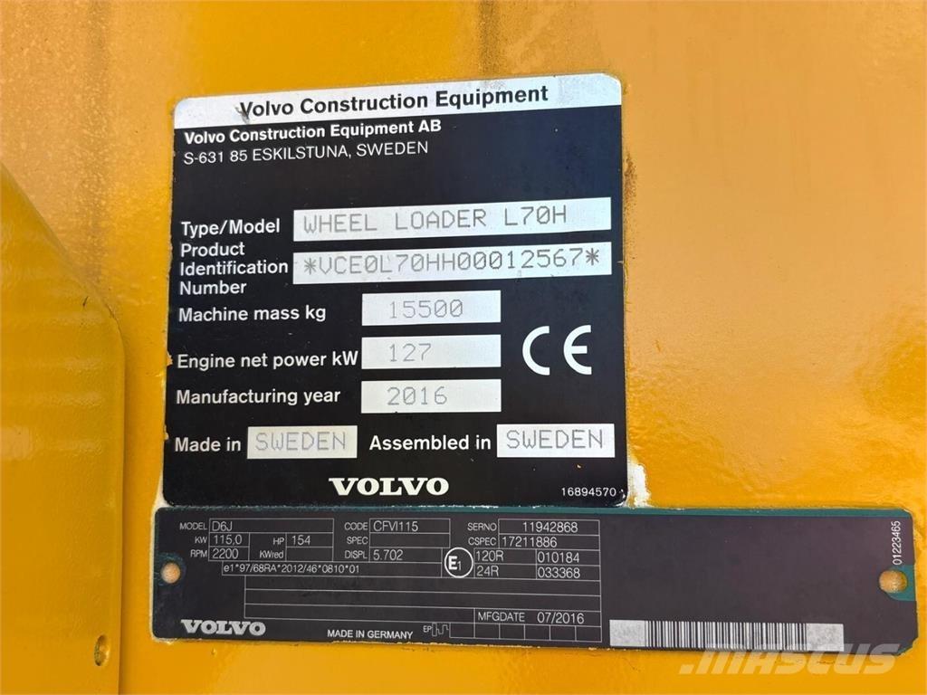 Volvo L 70 H Φορτωτές με λάστιχα (Τροχοφόροι)