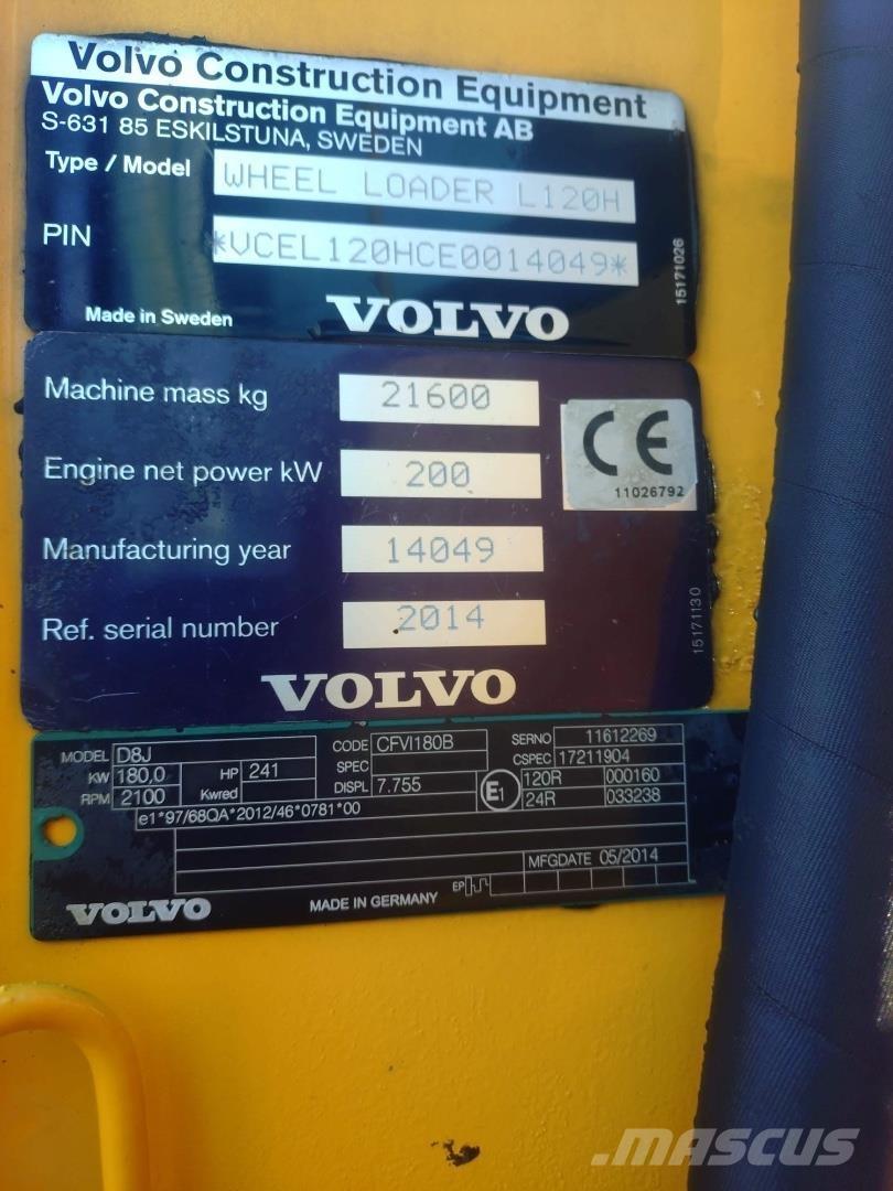 Volvo L120H Φορτωτές με λάστιχα (Τροχοφόροι)