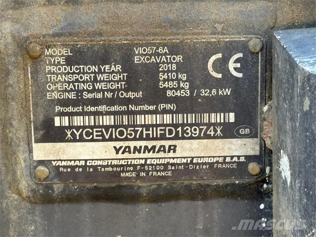 Yanmar VIO 57-6A Εκσκαφάκι (διαβολάκι) < 7t