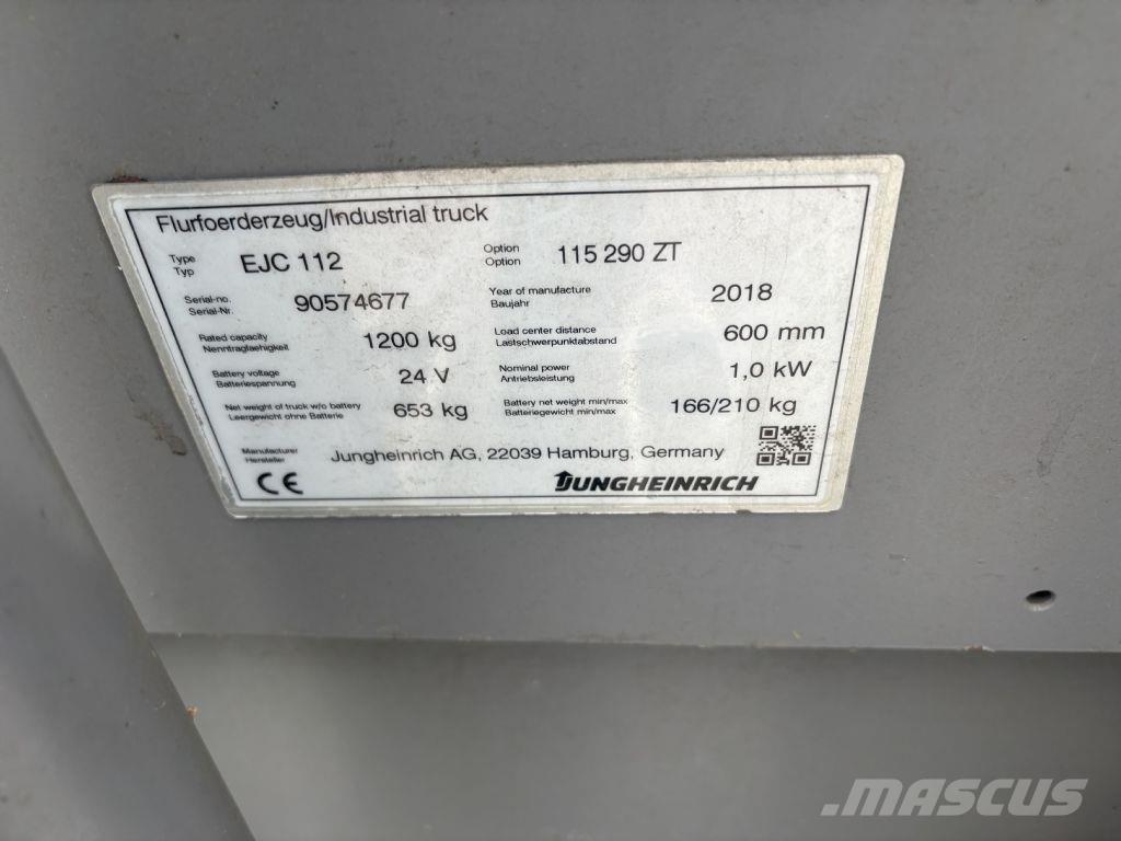 Jungheinrich EJC 112 Παλετοφόρα πεζού χειριστή με ιστό