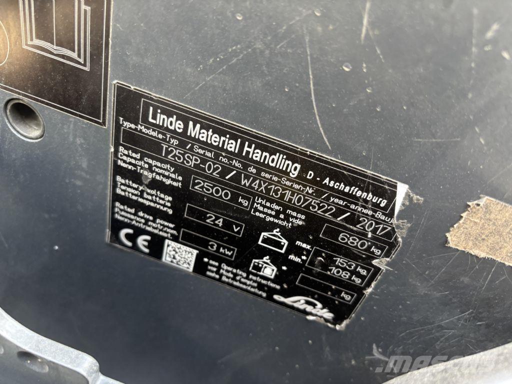 Linde T25SP-02 Ηλεκτρικά παλετοφόρα με ιστό