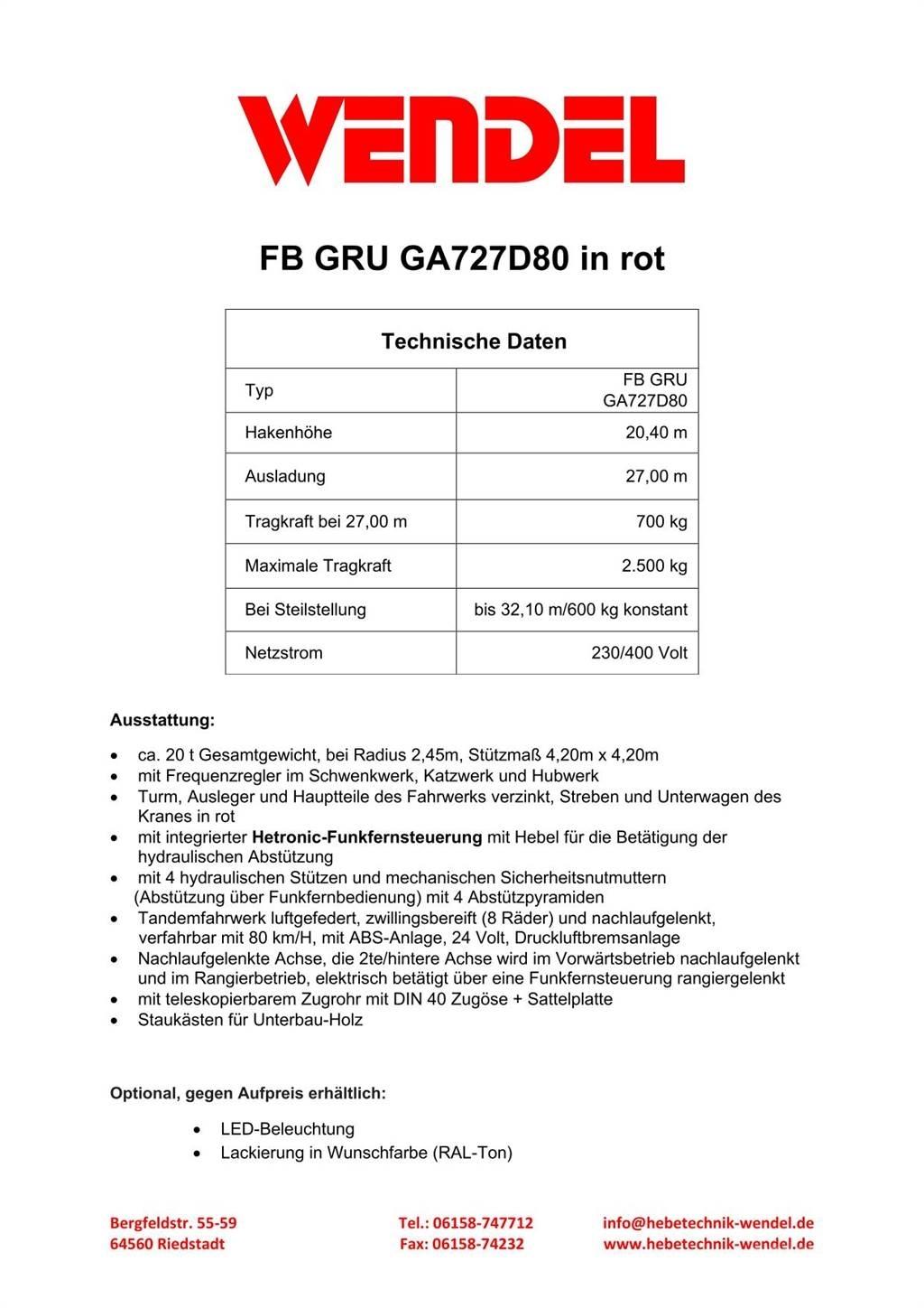 FB GRU GA727D80 Πυργογερανοί