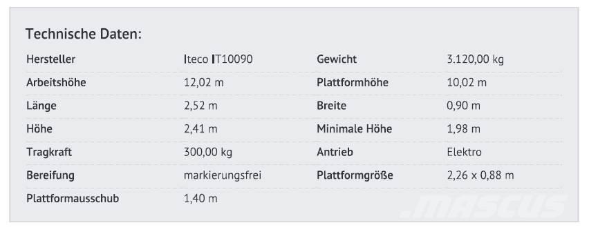 Iteco IT10090 Ανυψωτήρες ψαλιδωτής άρθρωσης