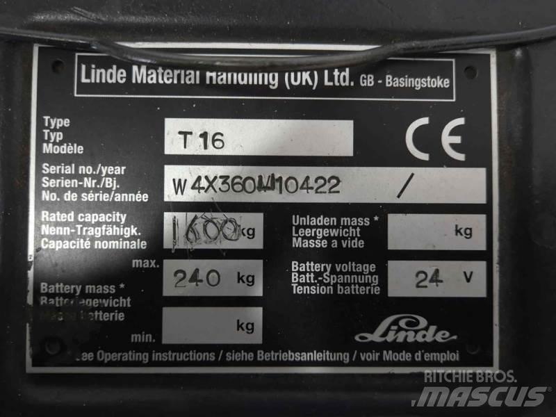 Linde T16 Χειροκίνητο ανυψωτικό αμαξίδιο