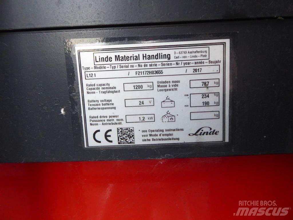 Linde L12L Παλετοφόρα πεζού χειριστή με ιστό