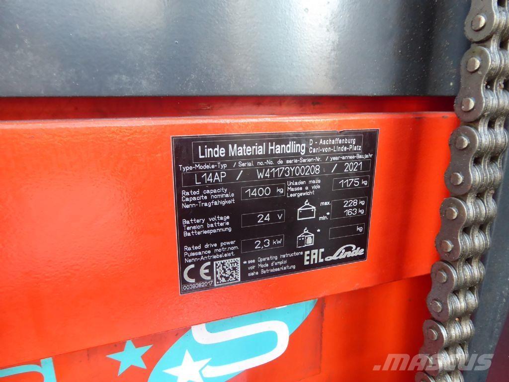 Linde L14 AP Παλετοφόρα πεζού χειριστή με ιστό